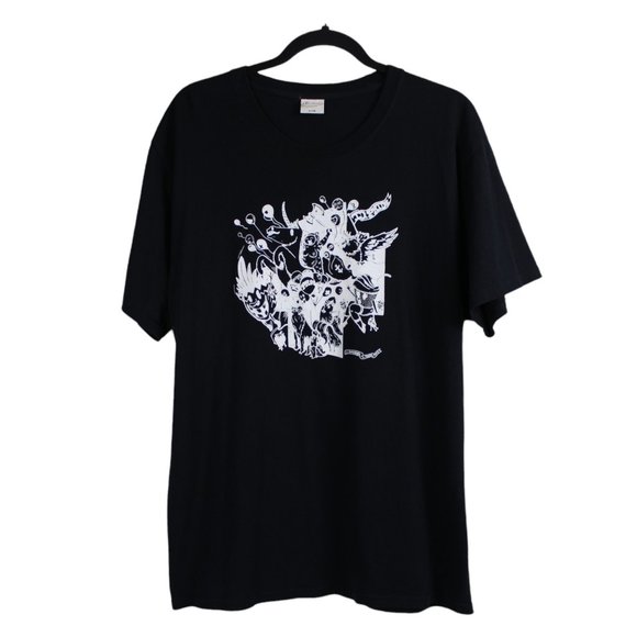 ATC Black Abstract Graphic Printed T-shirt - Picture 1 of 12